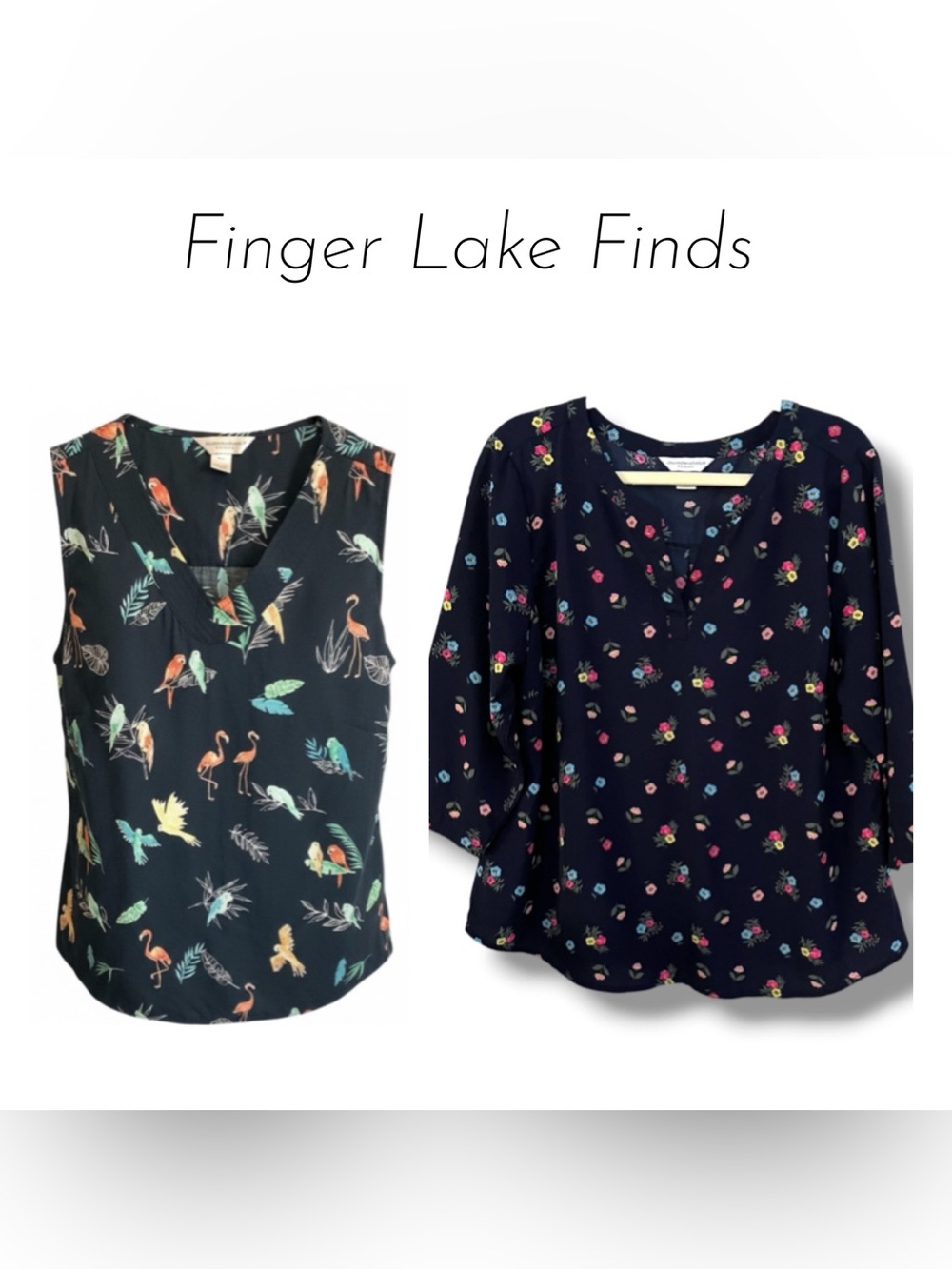 Two Christopher & Banks Patterned Women's Tops, PXL